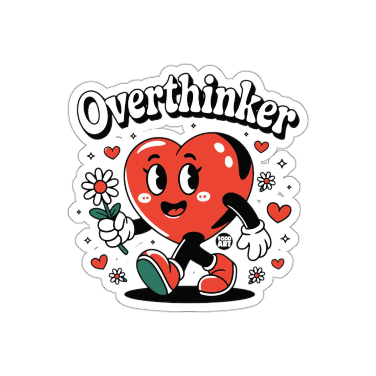 Overthinker Heart Character Sticker for Fun Decor