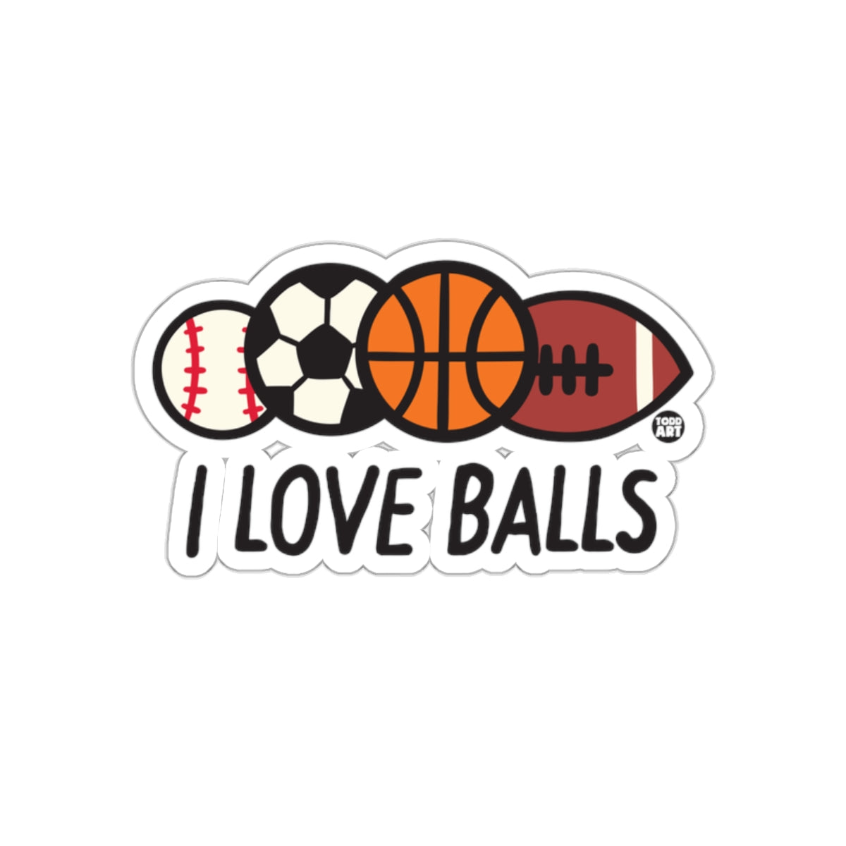 I Love Balls Baseball Soccer Basketball Football Stickers