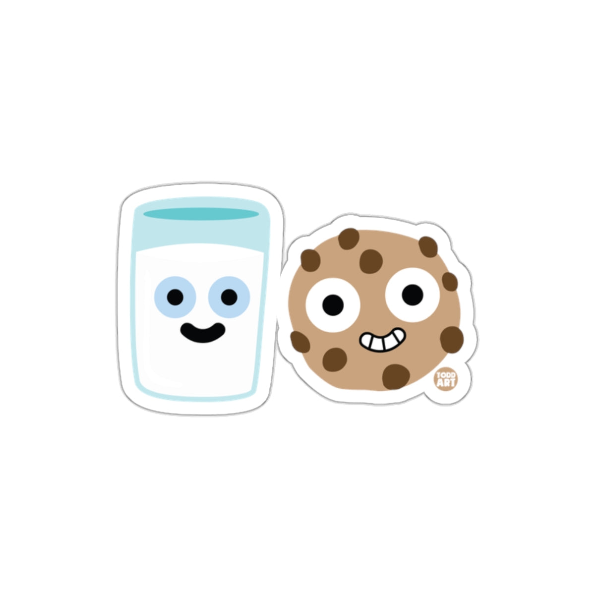 Cute Cartoon Milk and Cookie Design Sticker