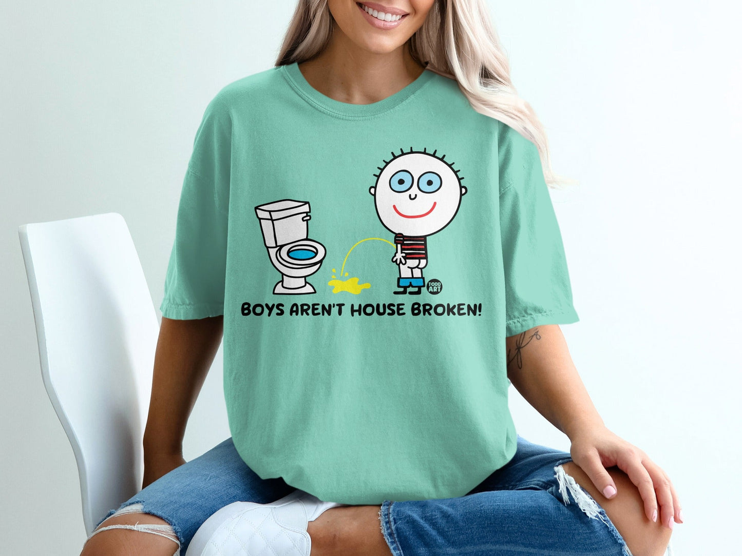 Boys Aren't House Broken Funny Graphic Tee Shirt
