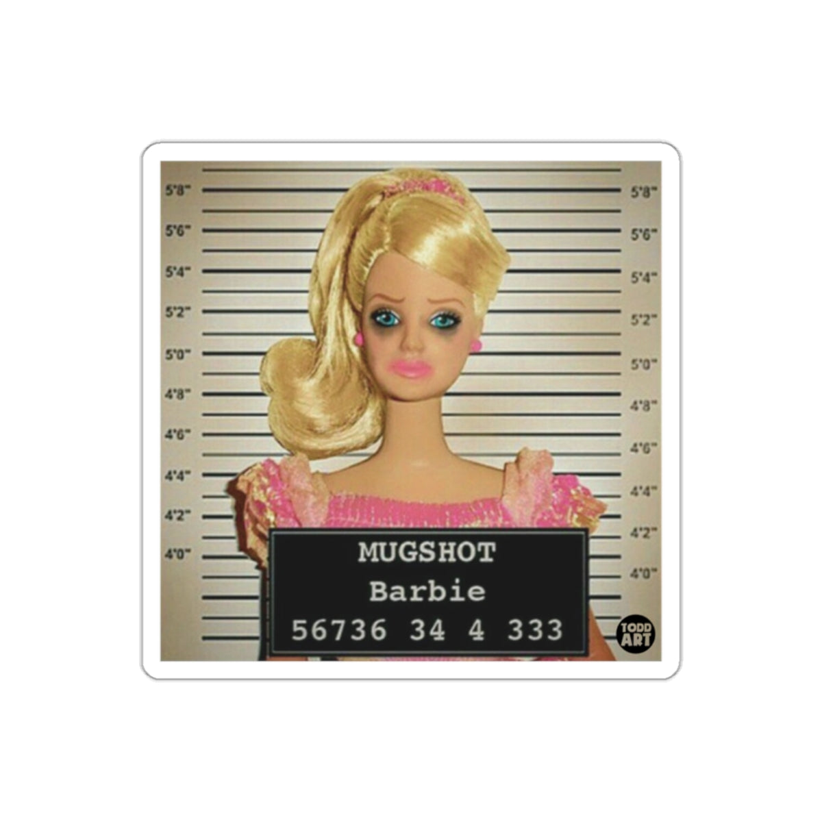 Barbie Mugshot Funny Artistic Dolls In Trouble Stickers