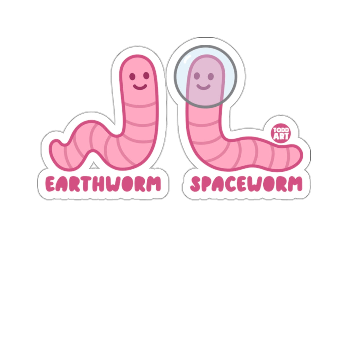 Earthworm and Spaceworm Cute Art Sticker Decals