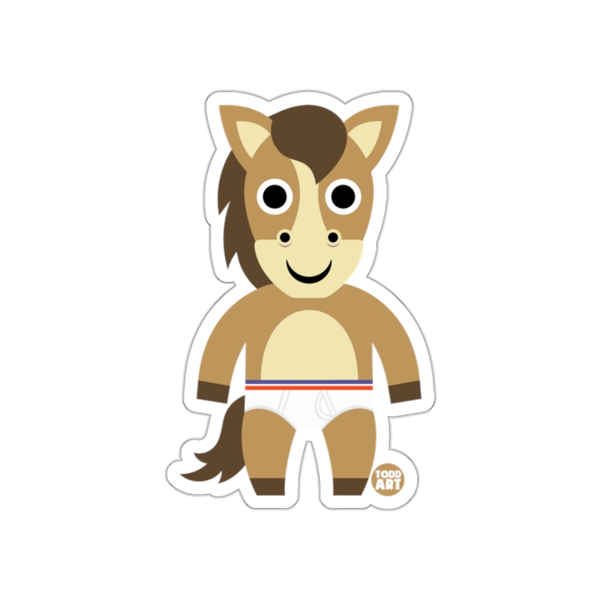 Funny Cartoon Horse Character Sticker for Kids Art Fun