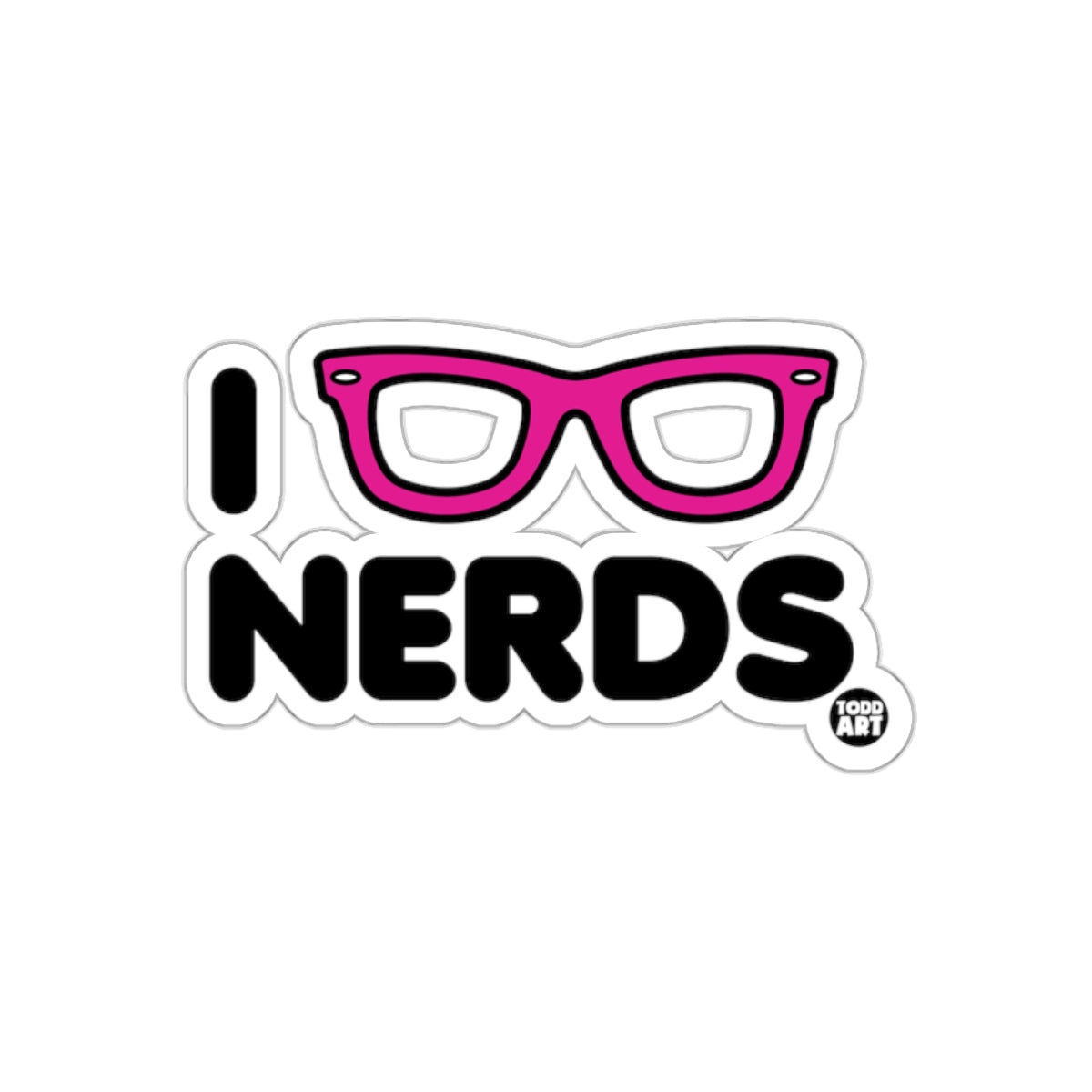 I Love Nerds Pink Glasses Text Design Decorative sticker