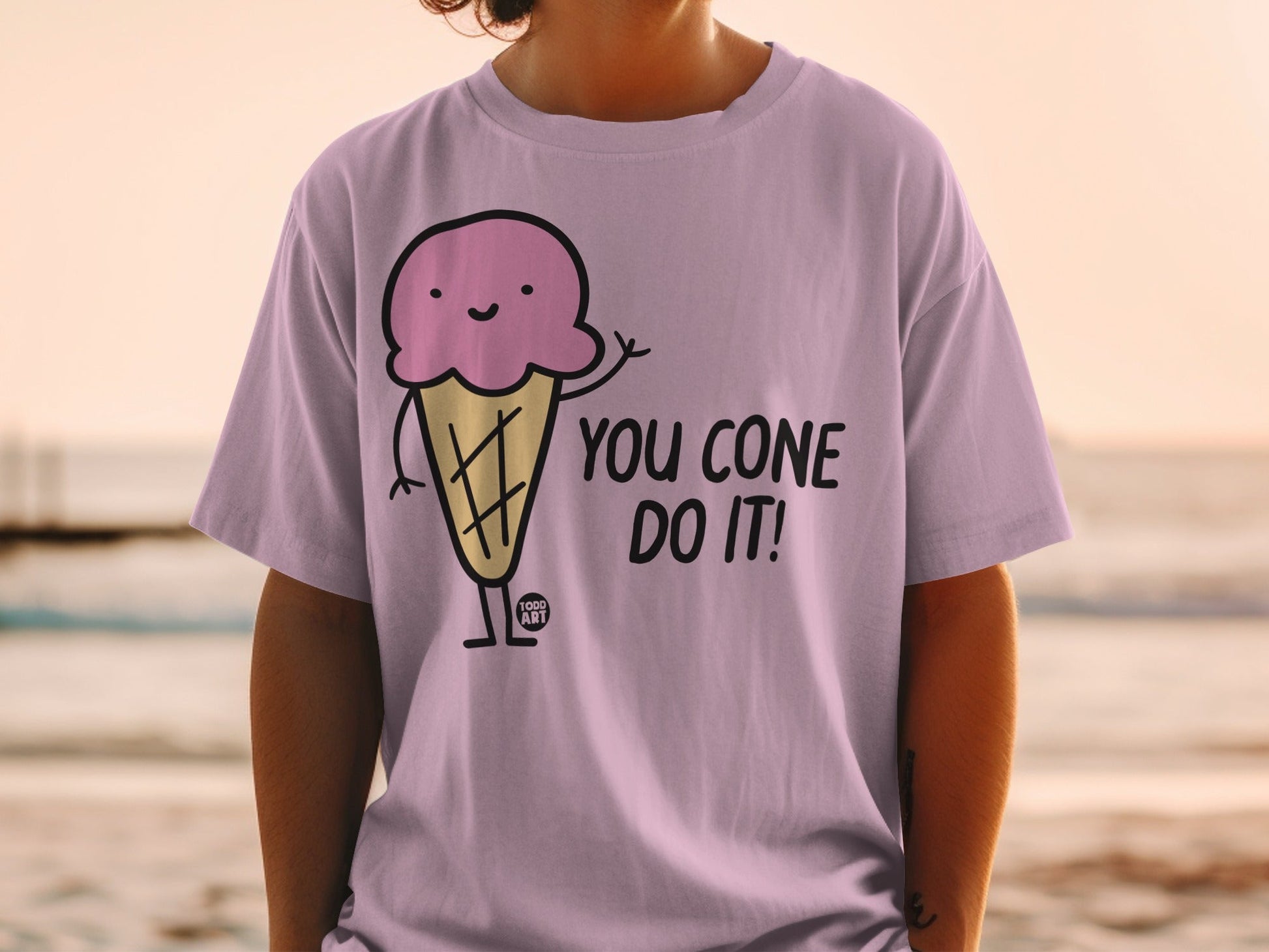 Cute Ice Cream Themed 'You Cone Do It' T-Shirt