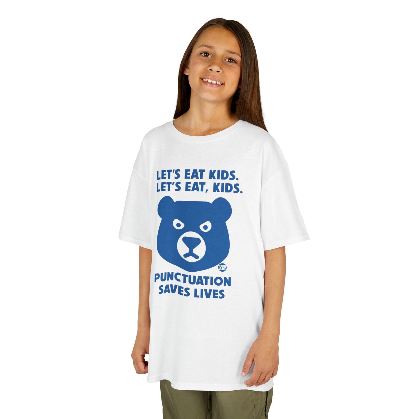 Let's Eat Kids Punctuation Saves Lives Tee Shirt