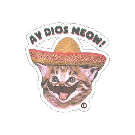 Ay Dios Meow Cat Wearing Sombrero With Mustache Stickers