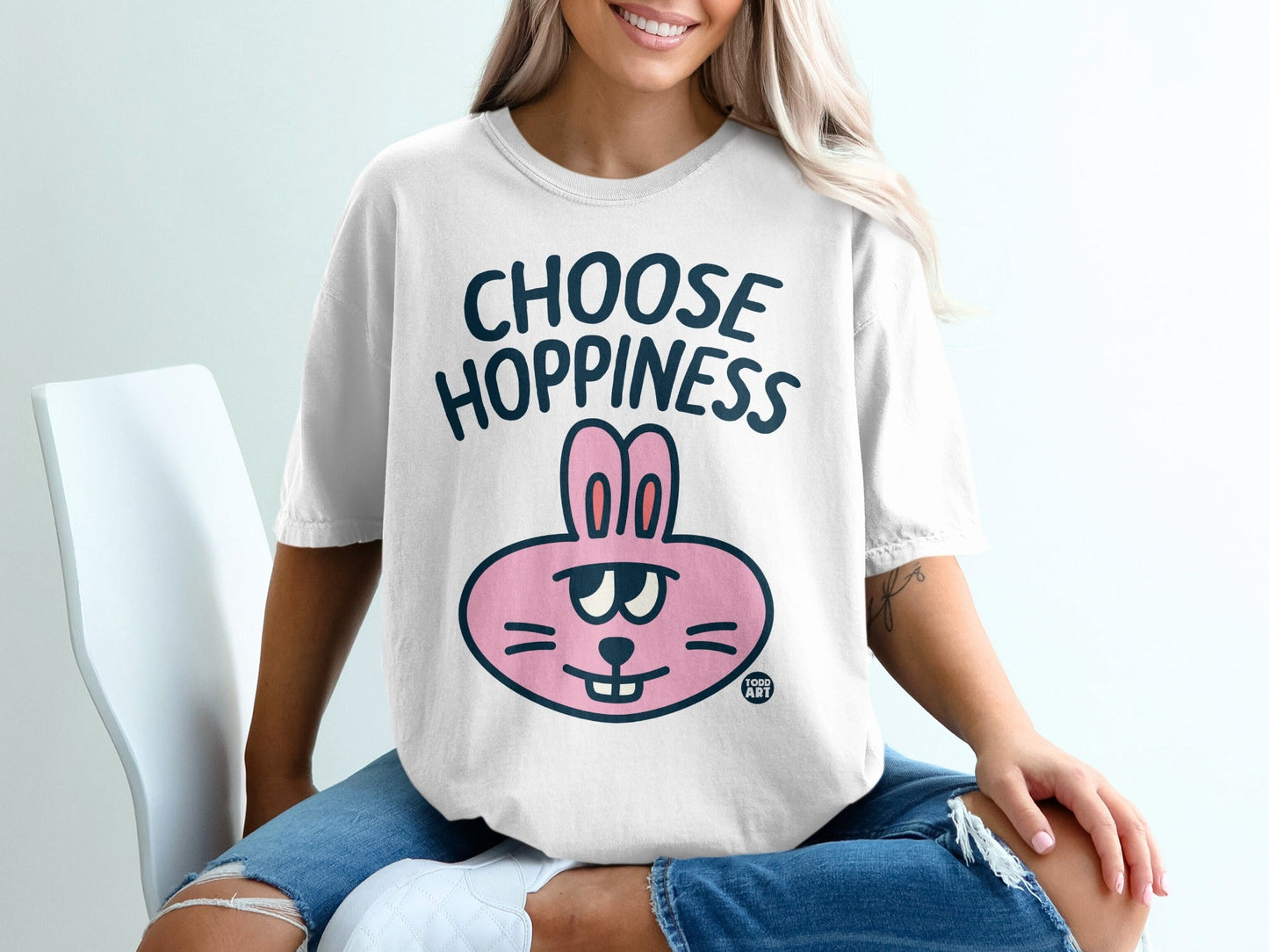 Choose Hoppiness Graphic Bunny Illustration T-shirt