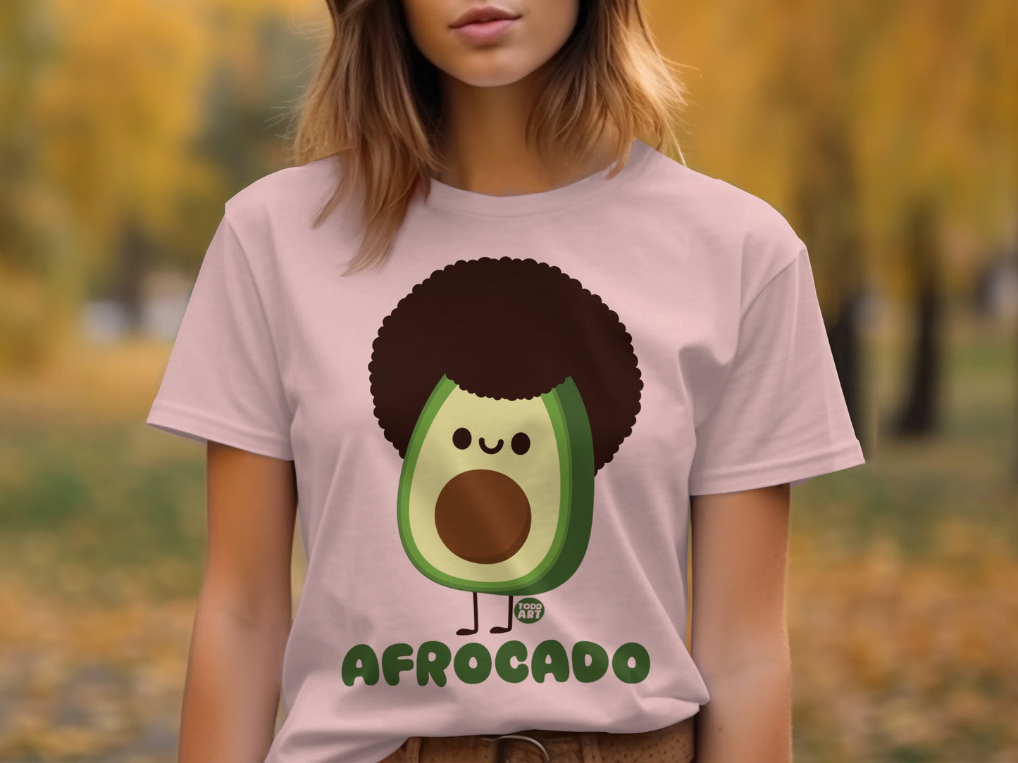 Cute Avocado Character with Afro Funny T-shirt