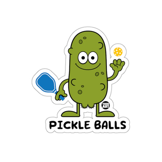 Funny Cartoon Pickle Man with Paddle and Ball Stickers