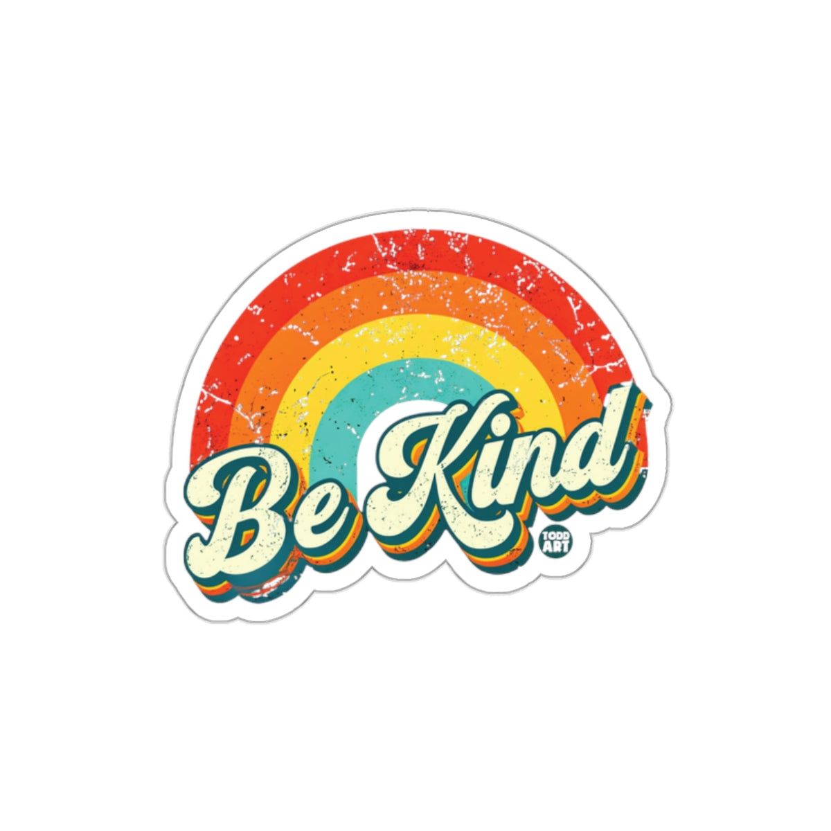 Retro Be Kind Rainbow Design Sticker for Positive Vibes