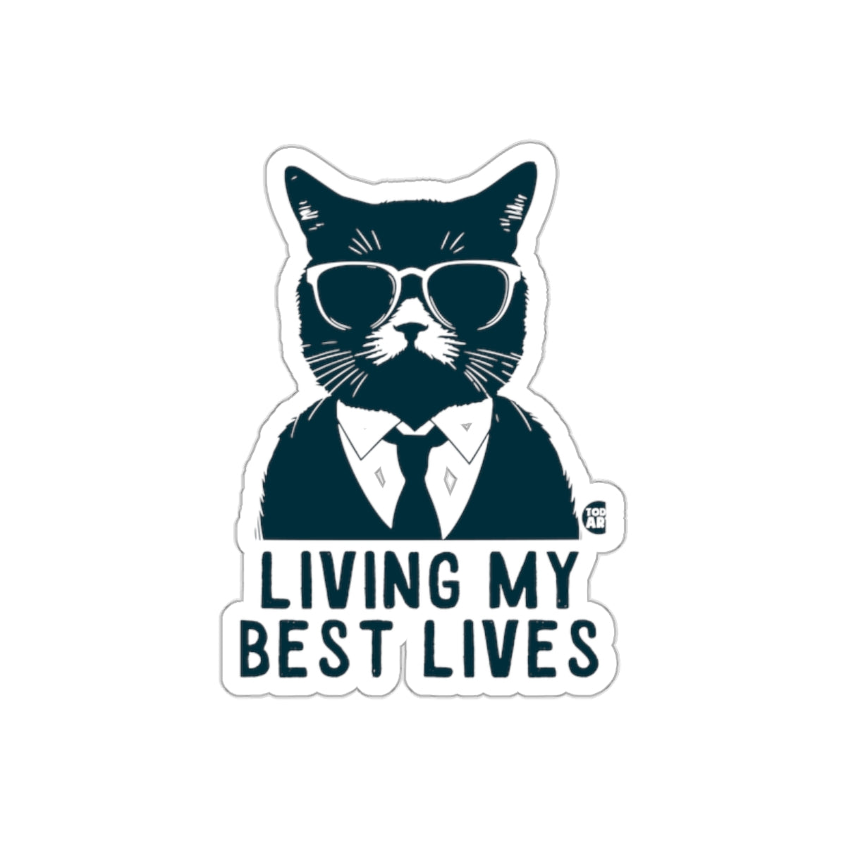 Living My Best Lives Cat with Sunglasses Sticker