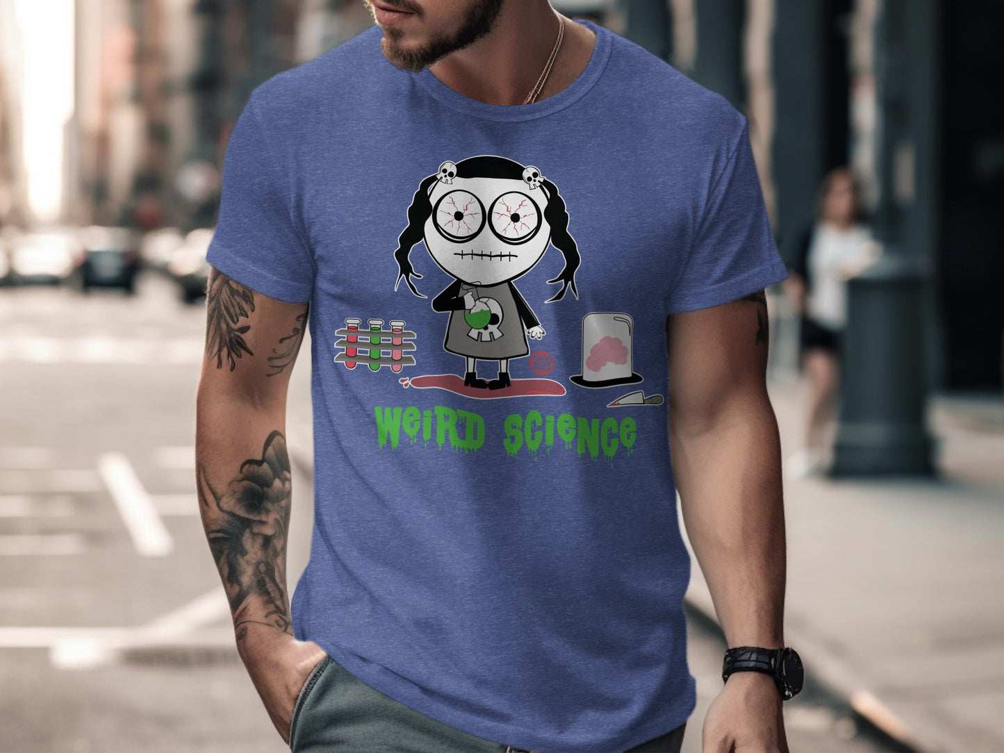 Funny Cartoon Scientist Weird Science Graphic T-shirt