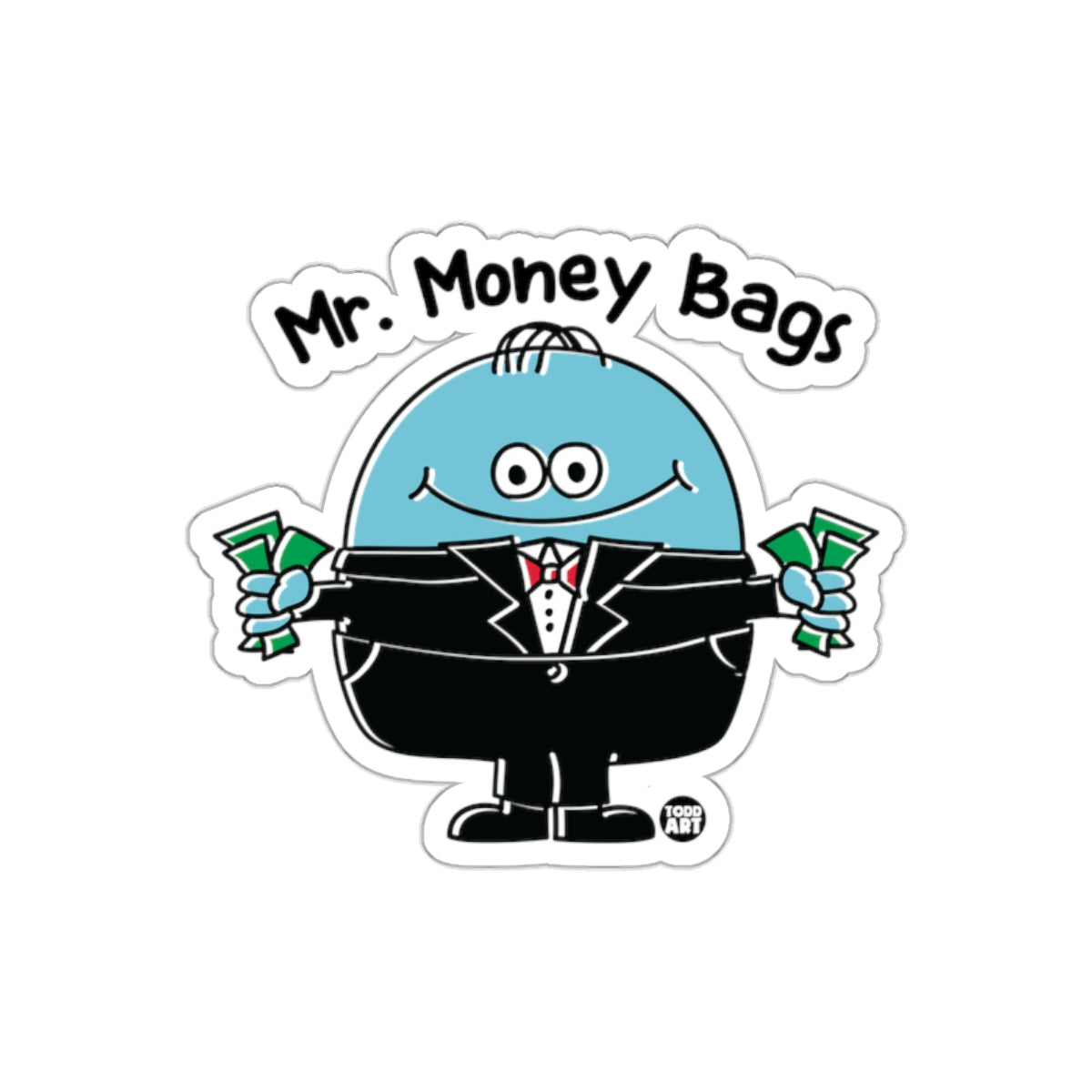 Mr. Money Bags Blue Black Tuxedo Character Sticker