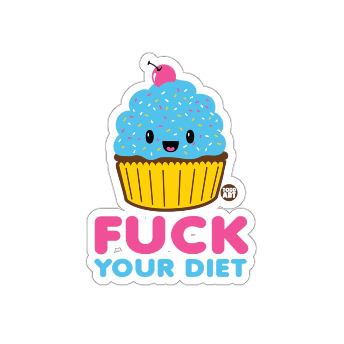 Funny Cupcake Design Sticker for Diet Humor
