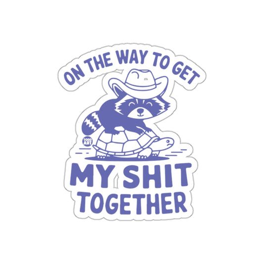 Funny Raccoon Turtle On The Way To Get It Together sticker