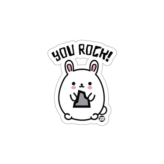 You Rock Cute Bunny Holding Rock Sticker