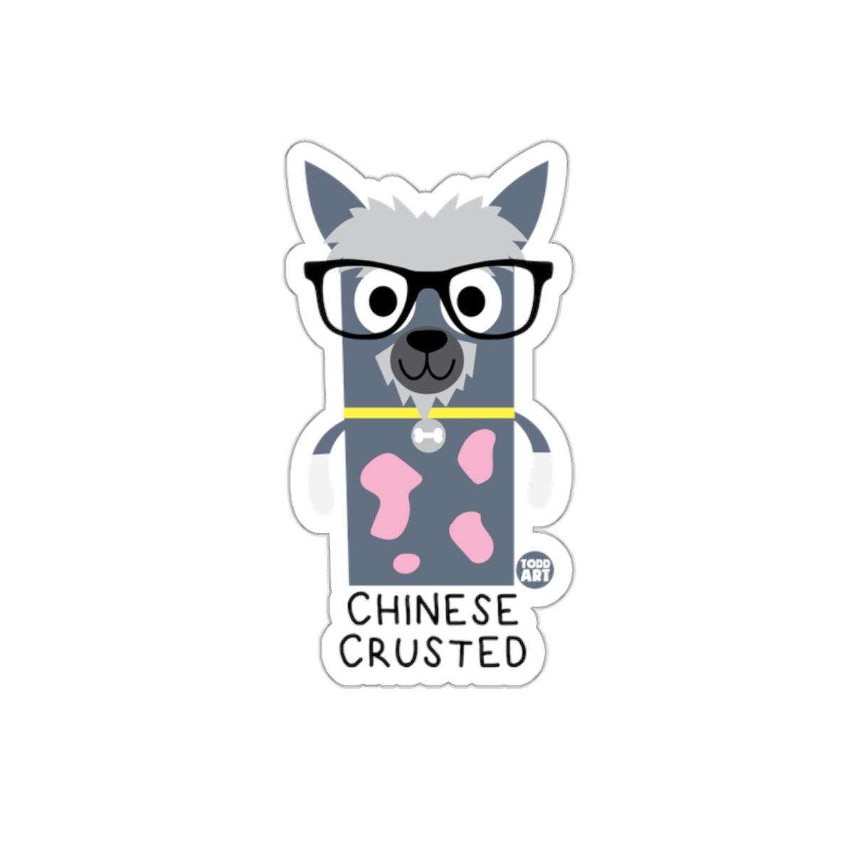 Cute Cartoon Chinese Crested Dog with Glasses Sticker
