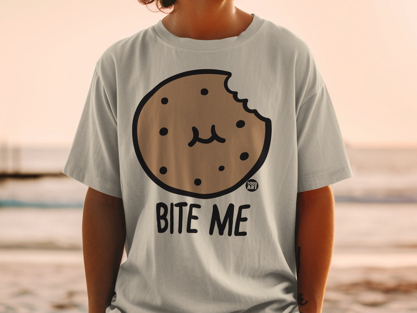 Bite Me Cookie Graphic Design T-shirt