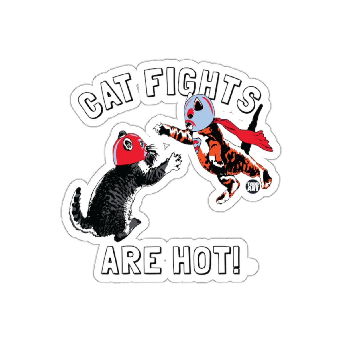 Cat Fights Are Hot Cats Wrestling in Masks Stickers