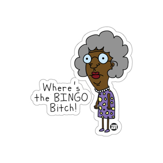 Where's The Bingo Bitch Cartoon Character Sticker