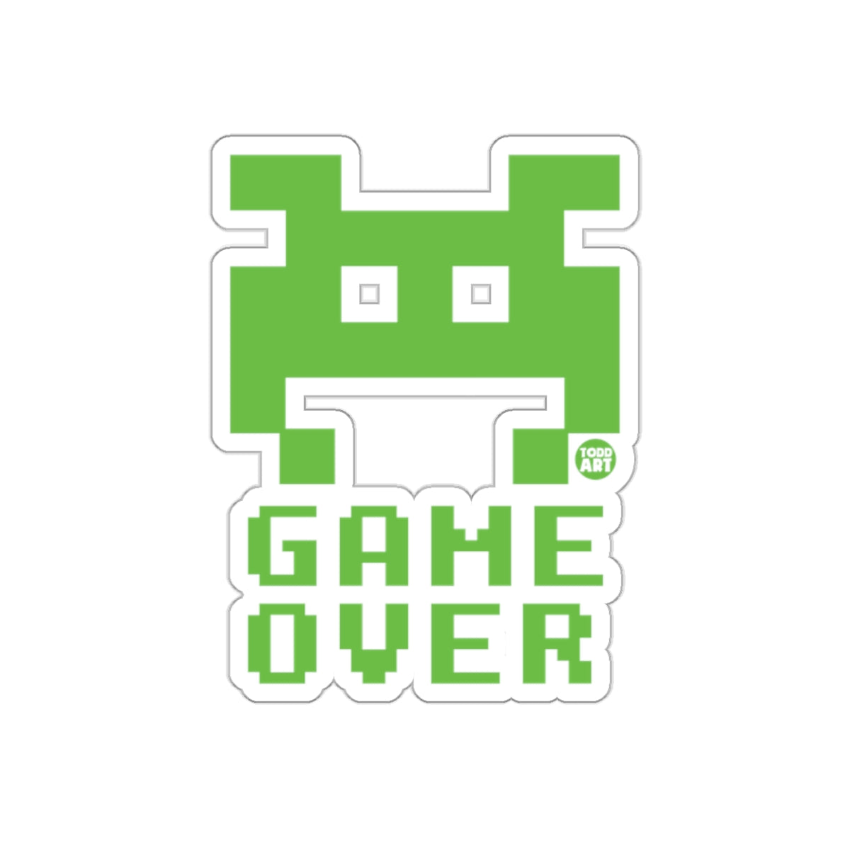 Green Pixel Art Game Over Sticker for Retro Gaming