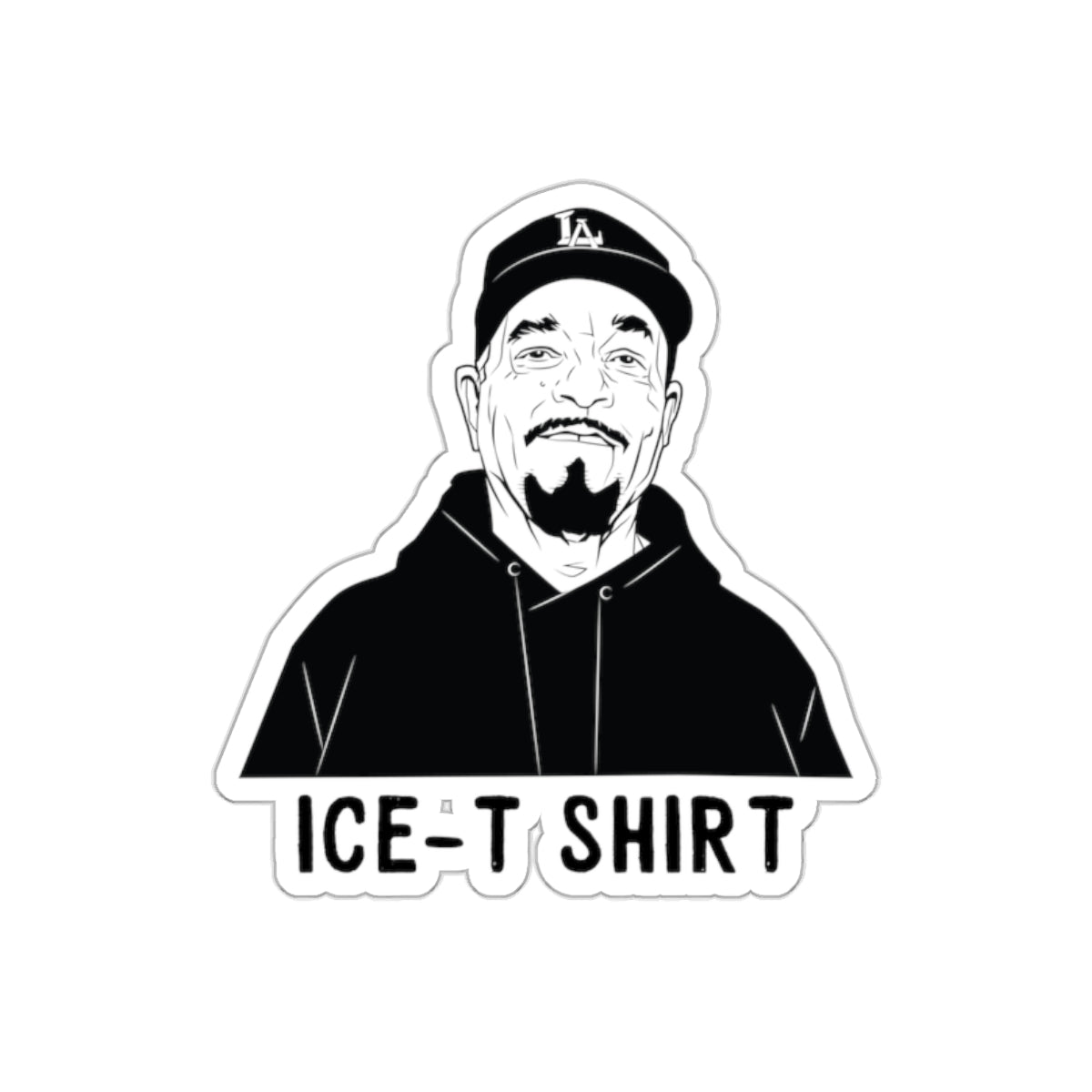 Ice-T With LA Hat and Shirt Black and White Design Stickers