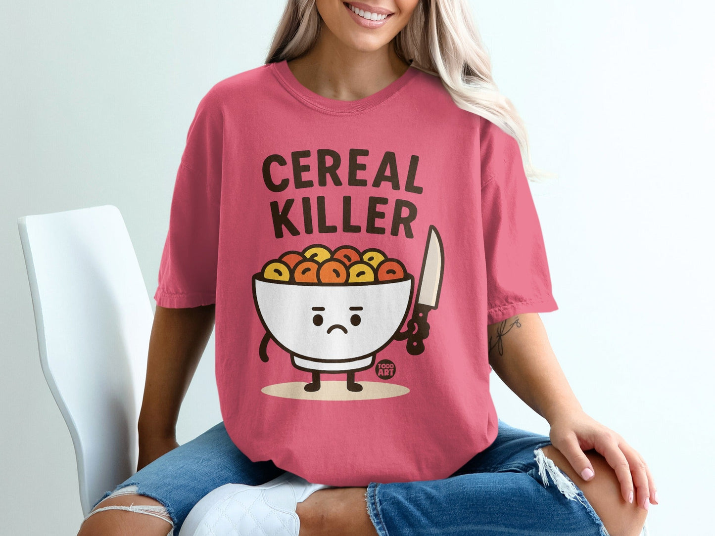 Funny Cereal Killer T-Shirt with Adorable Cartoon Design