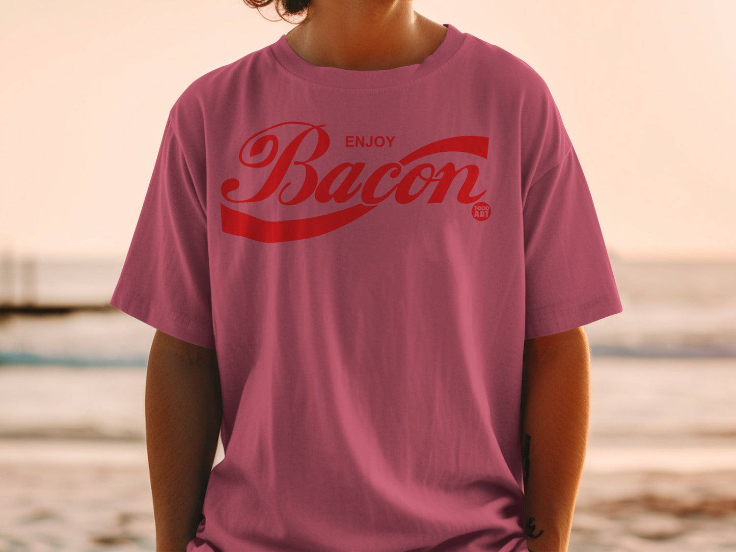 Enjoy Bacon Graphic Tee Bold Retro Typography Shirt