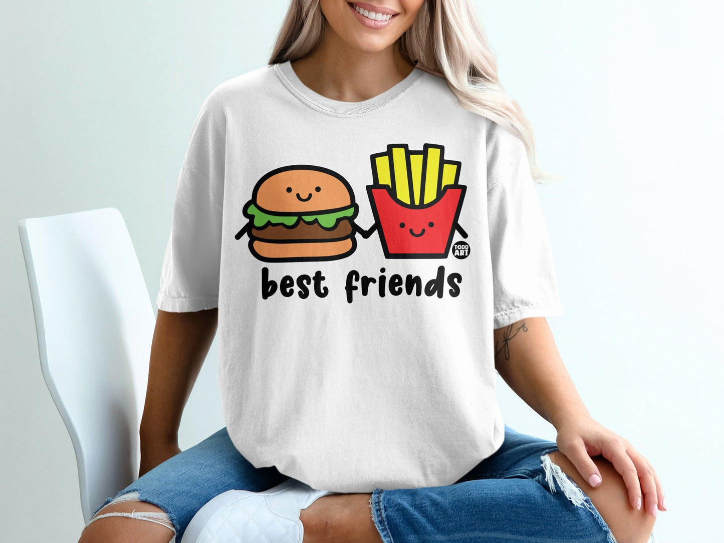 Adorable Best Friends Burger and Fries T-shirt