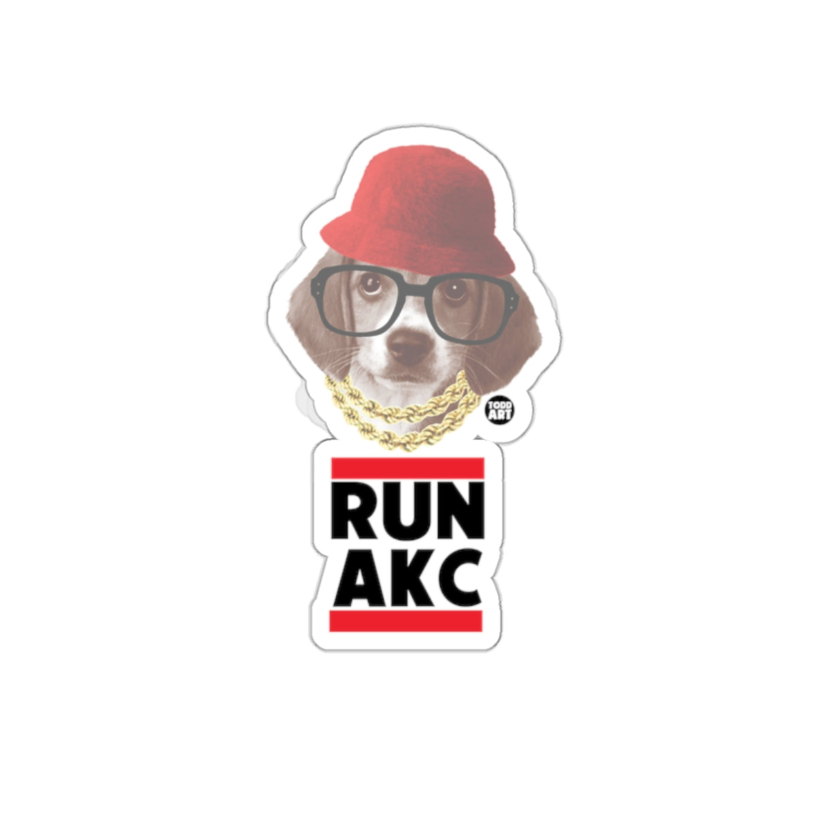 Run AKC Dog with Hat and Glasses Sticker Product