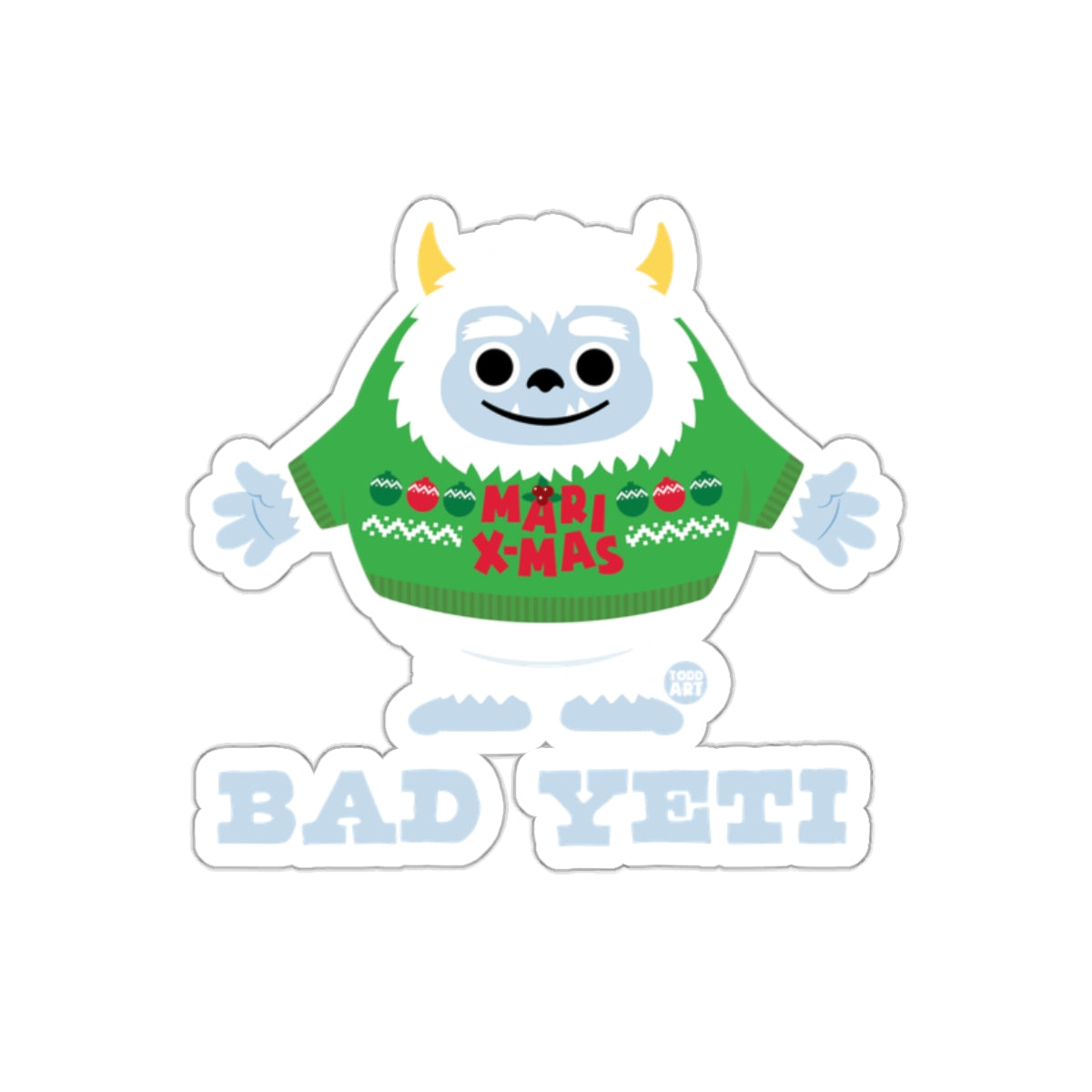 Festive Merry X-Mas Bad Yeti Sticker for Christmas Fun