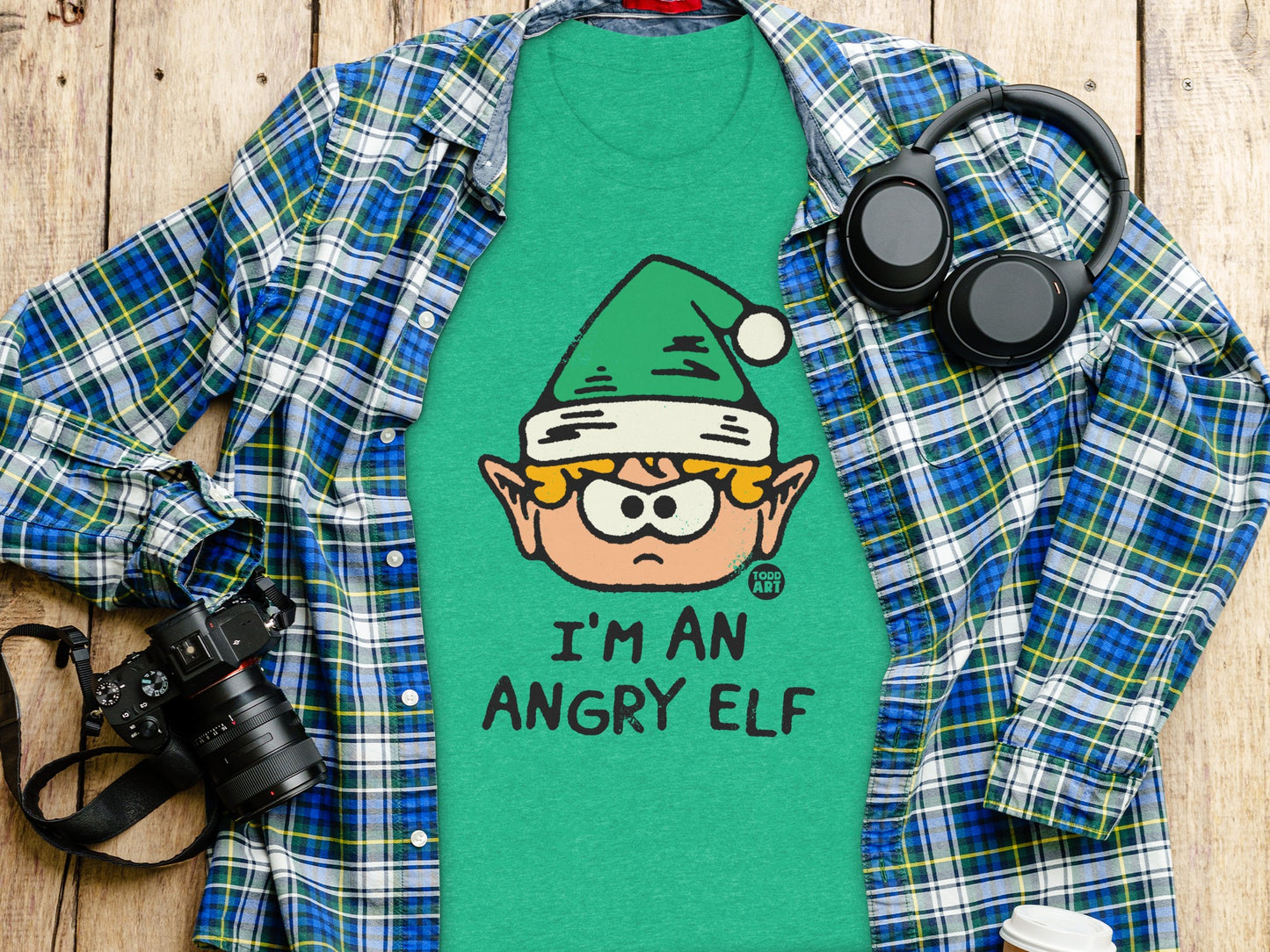 I'm An Angry Elf Green Graphic Tee Shirt product type