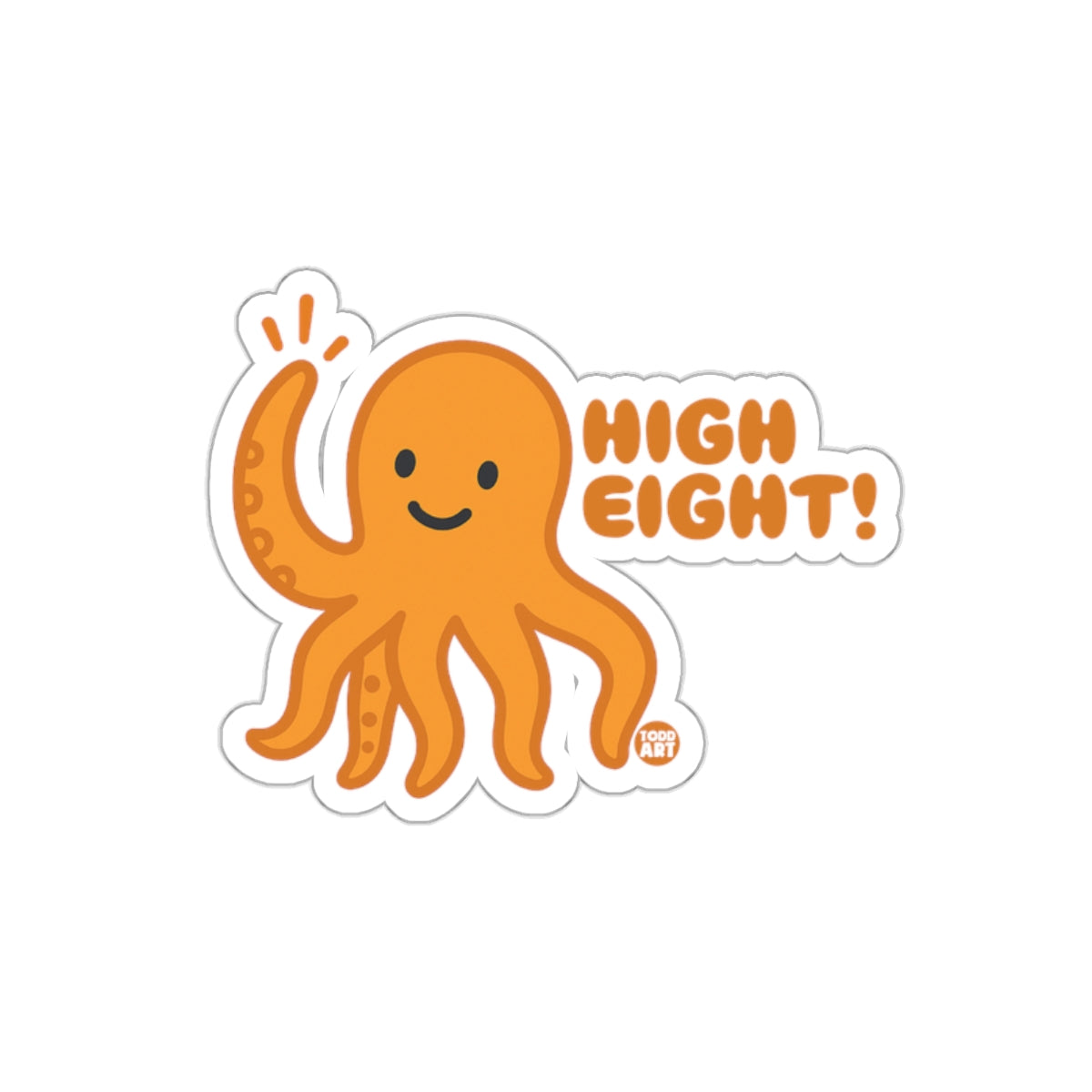 High Eight Cute Orange Octopus Sticker