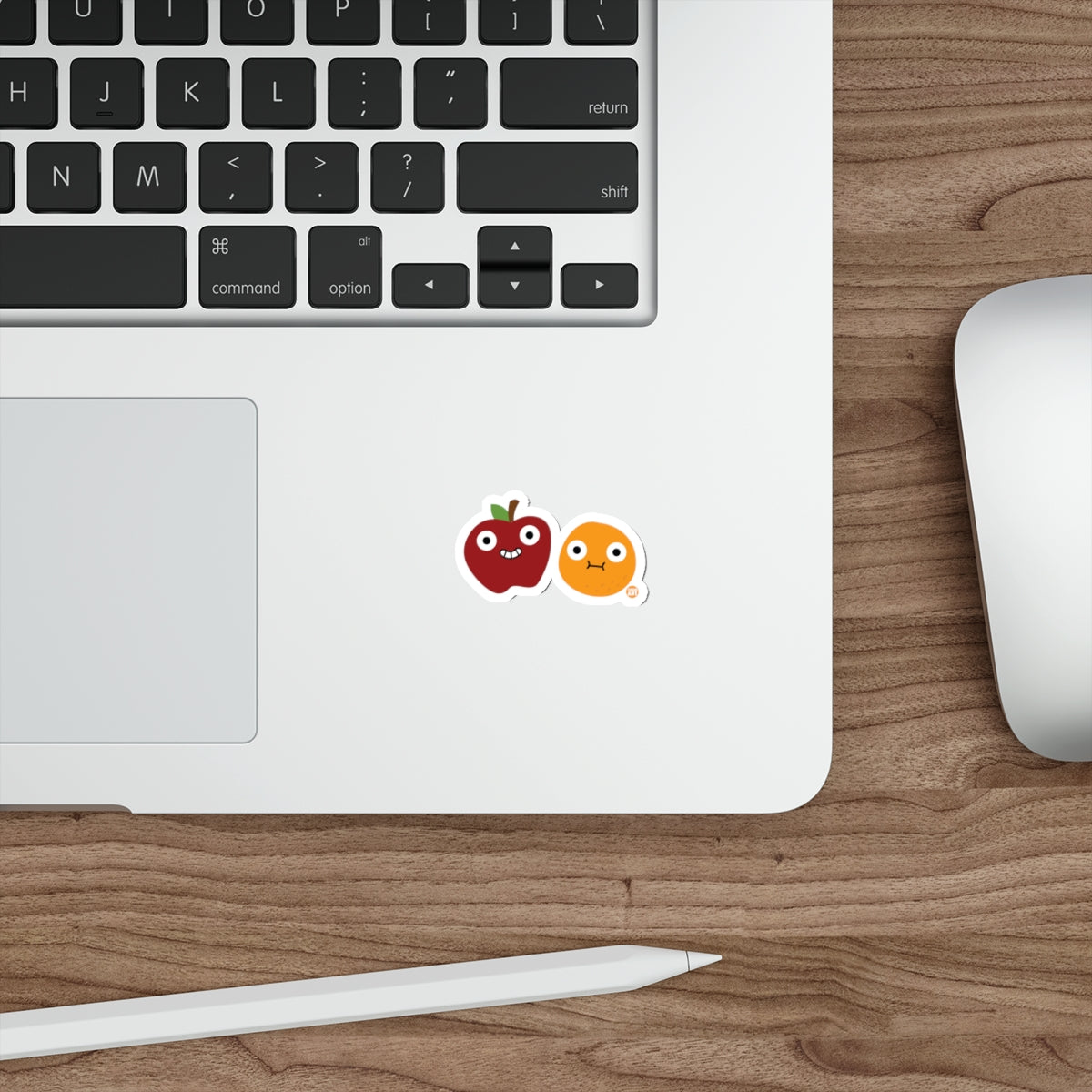 Cute Apple and Orange Character Stickers for Laptops