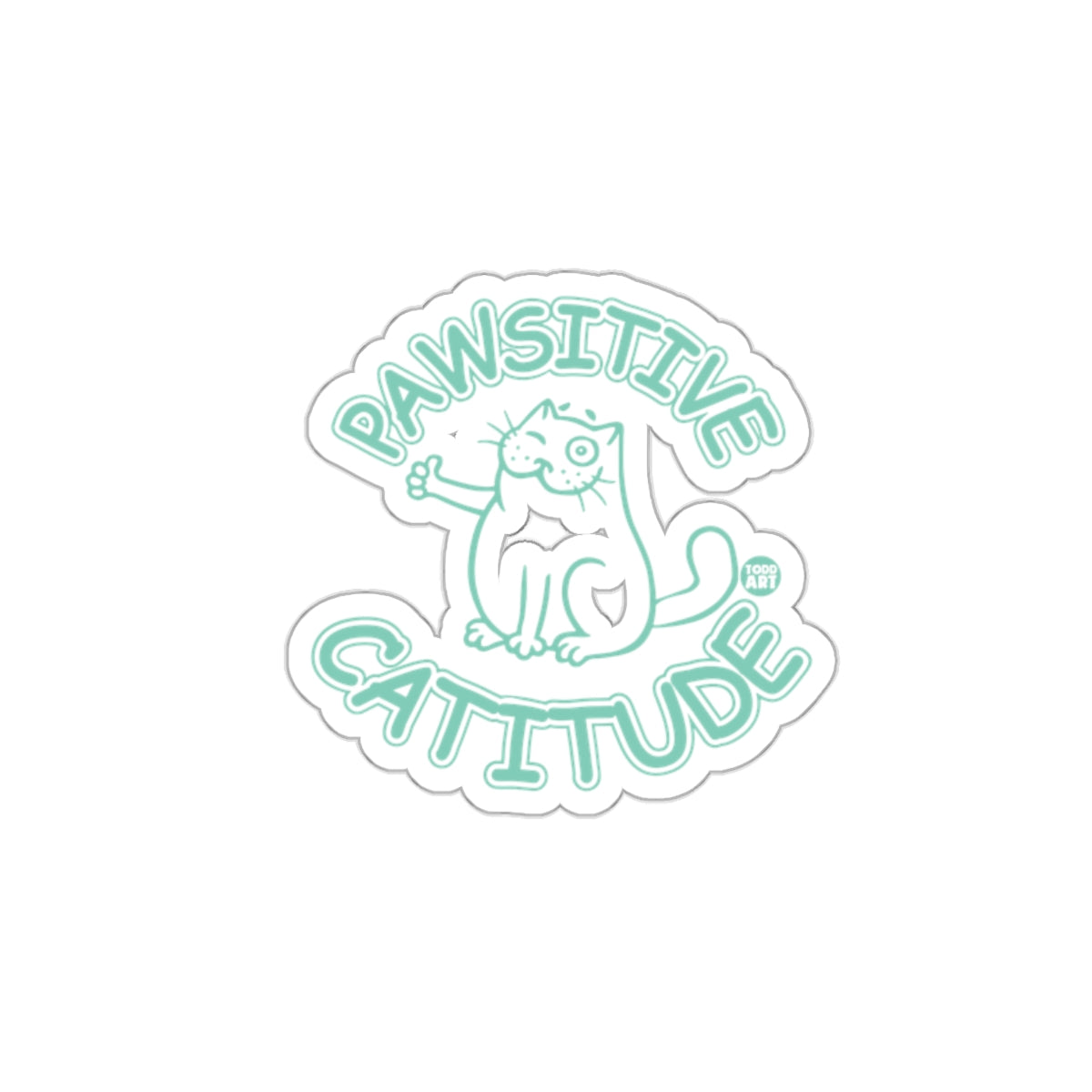 Pawsitive Catitude Whimsical Cat Design Sticker