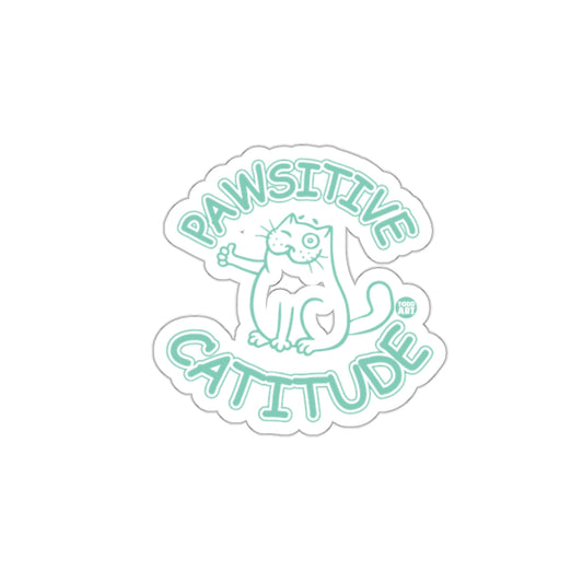 Pawsitive Catitude Whimsical Cat Design Sticker