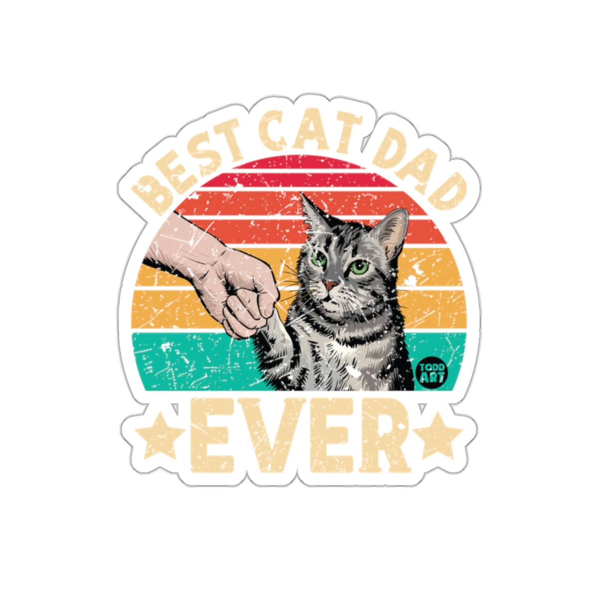 Best Cat Dad Ever With A Hand And Cute Kitty sticker