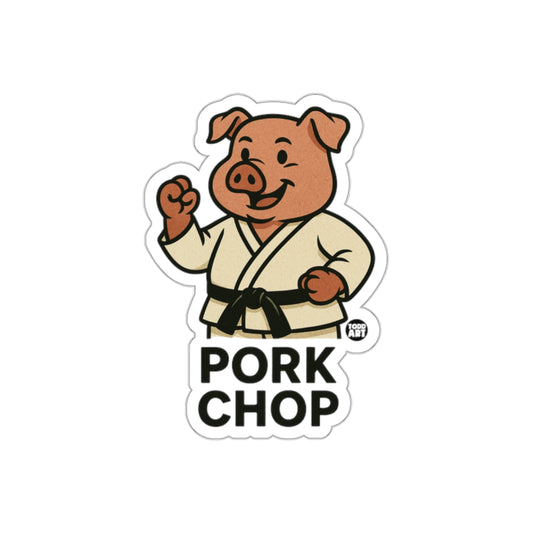 Cartoon Pork Chop Pig Doing Karate Style Stickers