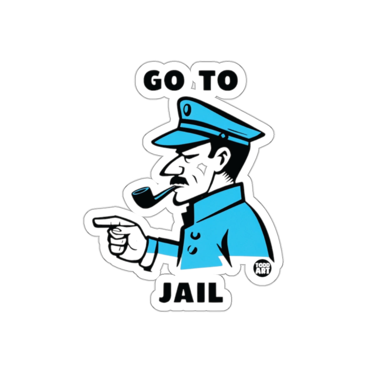 Go To Jail Monopoly Officer Sticker Design