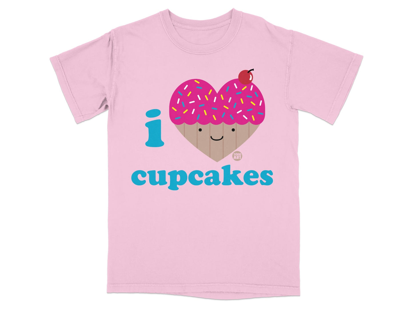 Pink I Love Cupcakes Cute Fun Graphic T-Shirt