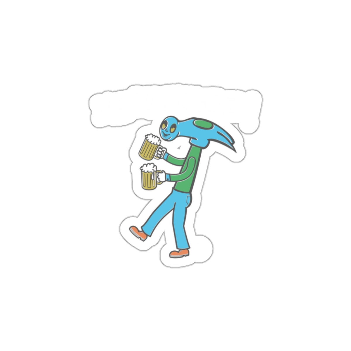Funny Cartoon Character with Beer Mugs Sticker