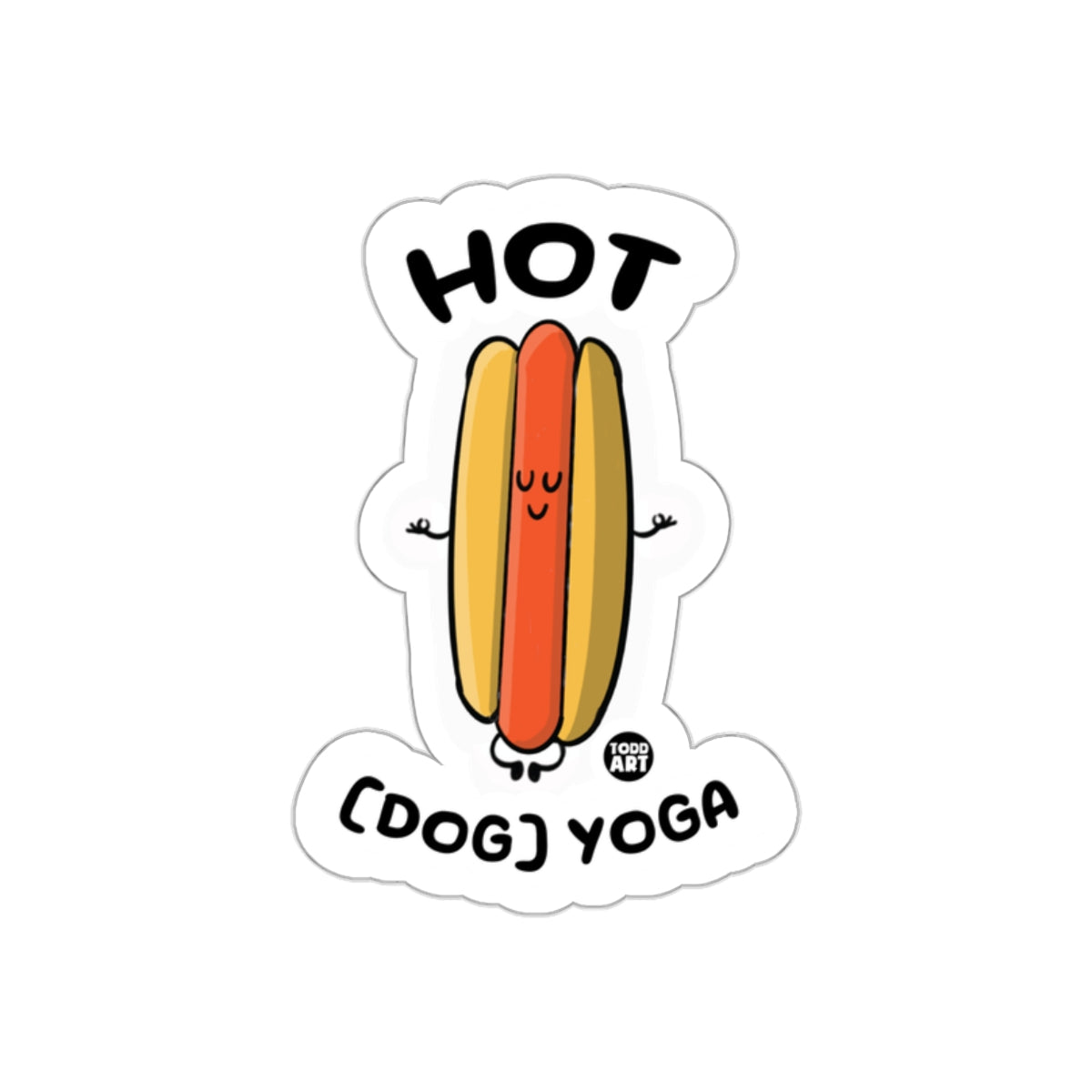 Hot Dog Yoga Cartoon Sticker Fun Whimsical Design Sticker