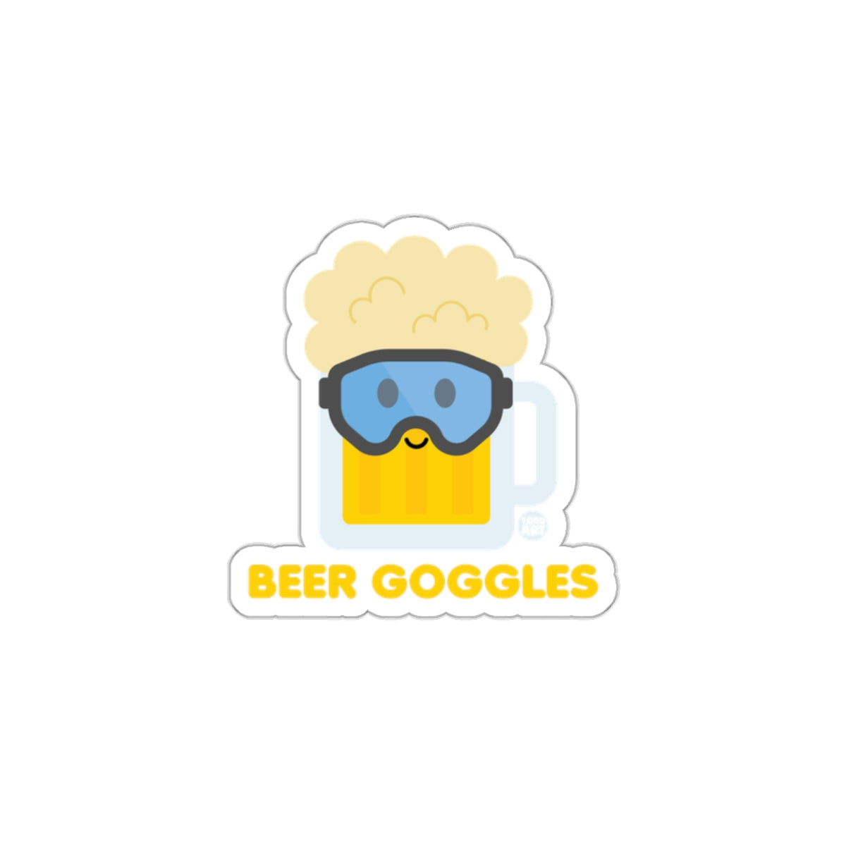 Funny Beer Goggles Sticker with Happy Face Design