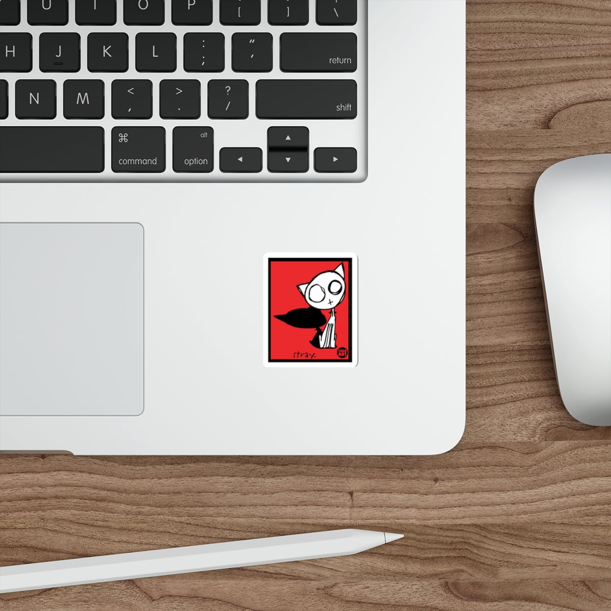 Cute Cartoon Cat on Red Background Sticker