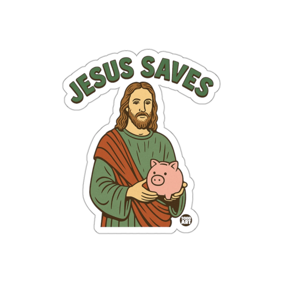 Jesus Saves Piggy Bank Funny Sticker