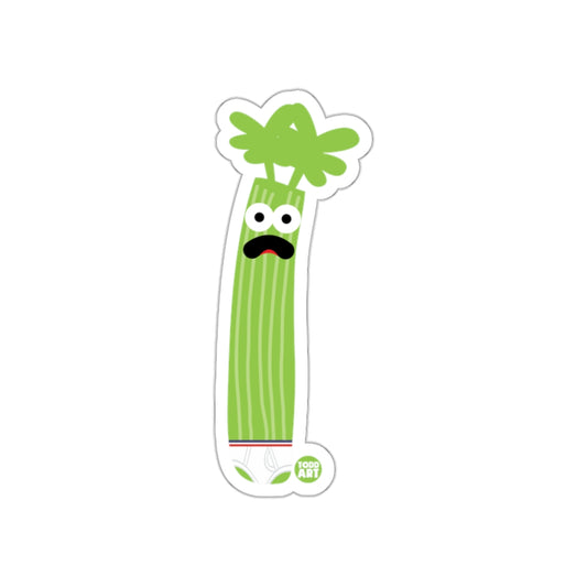 Funny Celery Character Sticker with Cartoon Face Sticker