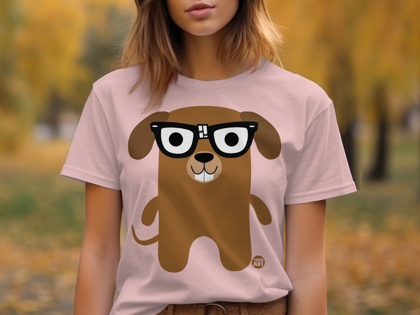 Adorable Cartoon Dog Wearing Glasses T-Shirt