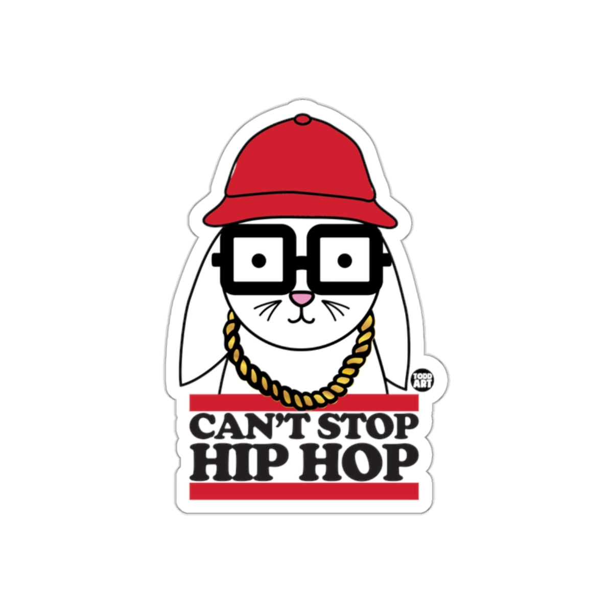 Hip Hop Rabbit Red Cap With Gold Chain Stickers