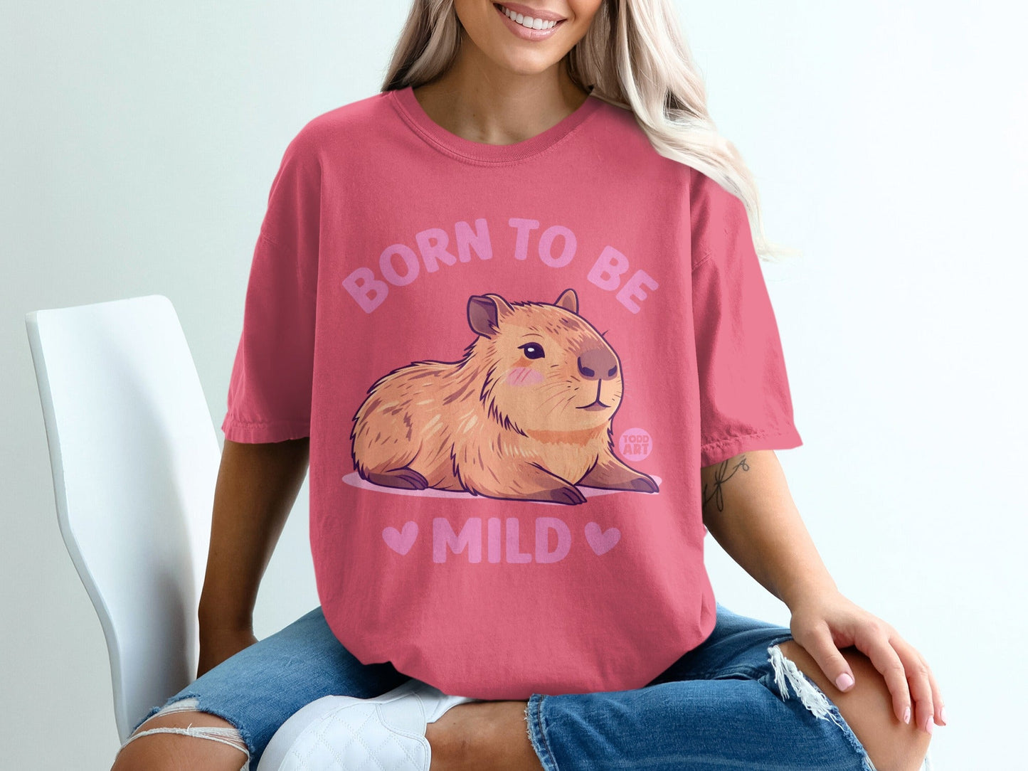 Born to Be Mild Cute Capybara Graphic T-Shirt